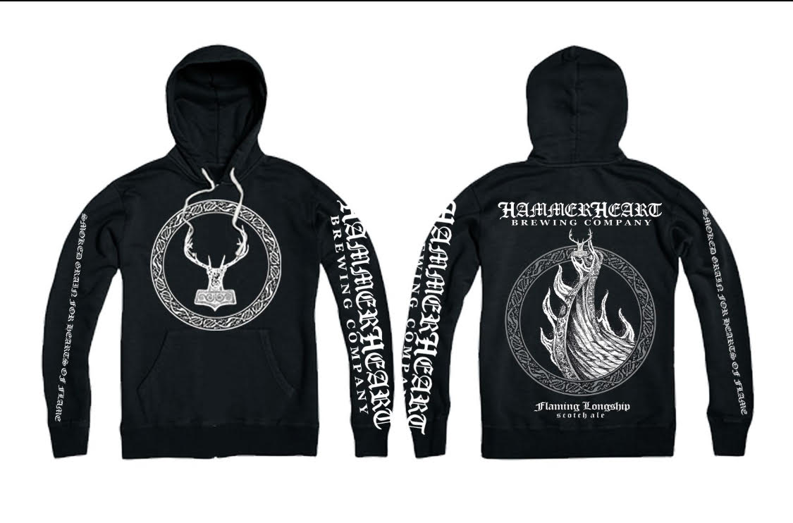 Flaming Longship pullover hoodie