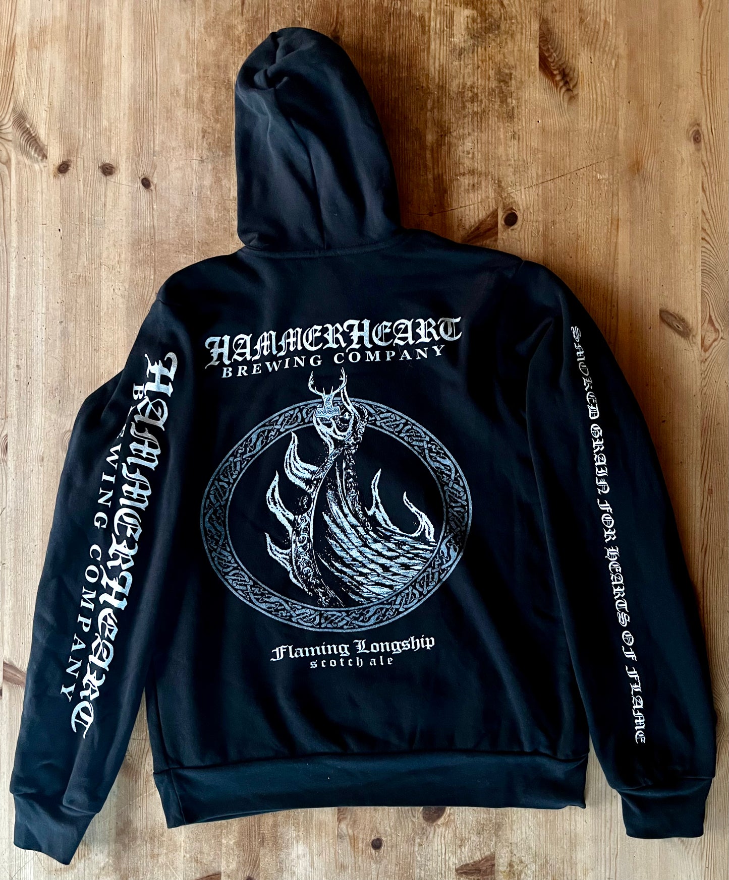 Flaming Longship pullover hoodie